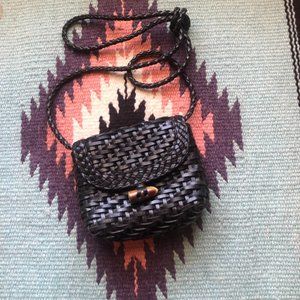 LJS Collection vintage leather woven mini purse (B07)